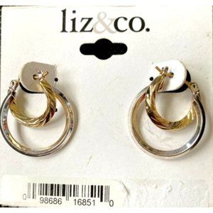 liz & co Gold and Silver-tone Interlocked Circles Earrings | NEW